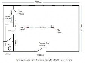 Layout of Unit 2 with measurements